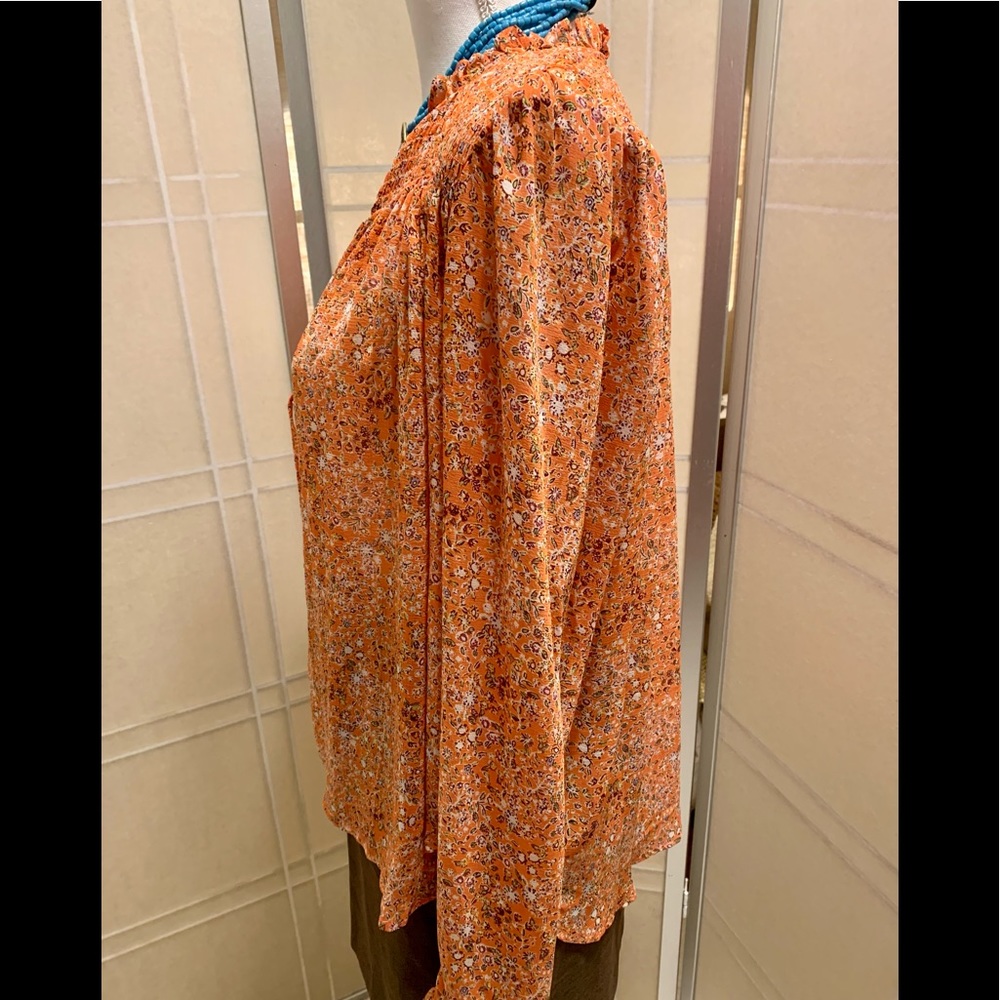 Sold out sold.       Free People LELA blouse in CORAL COMBO - Picture 11 of 12